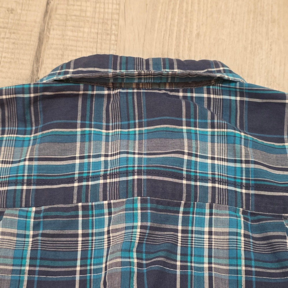 The North Face Mens Blue Teal Plaid Long Sleeve Button Down Hiking Shirt Small - Picture 5 of 11